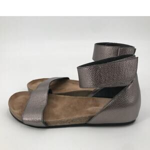 Chocolat Blu York Gunmetal Ankle Strap Leather Sandals Size 37